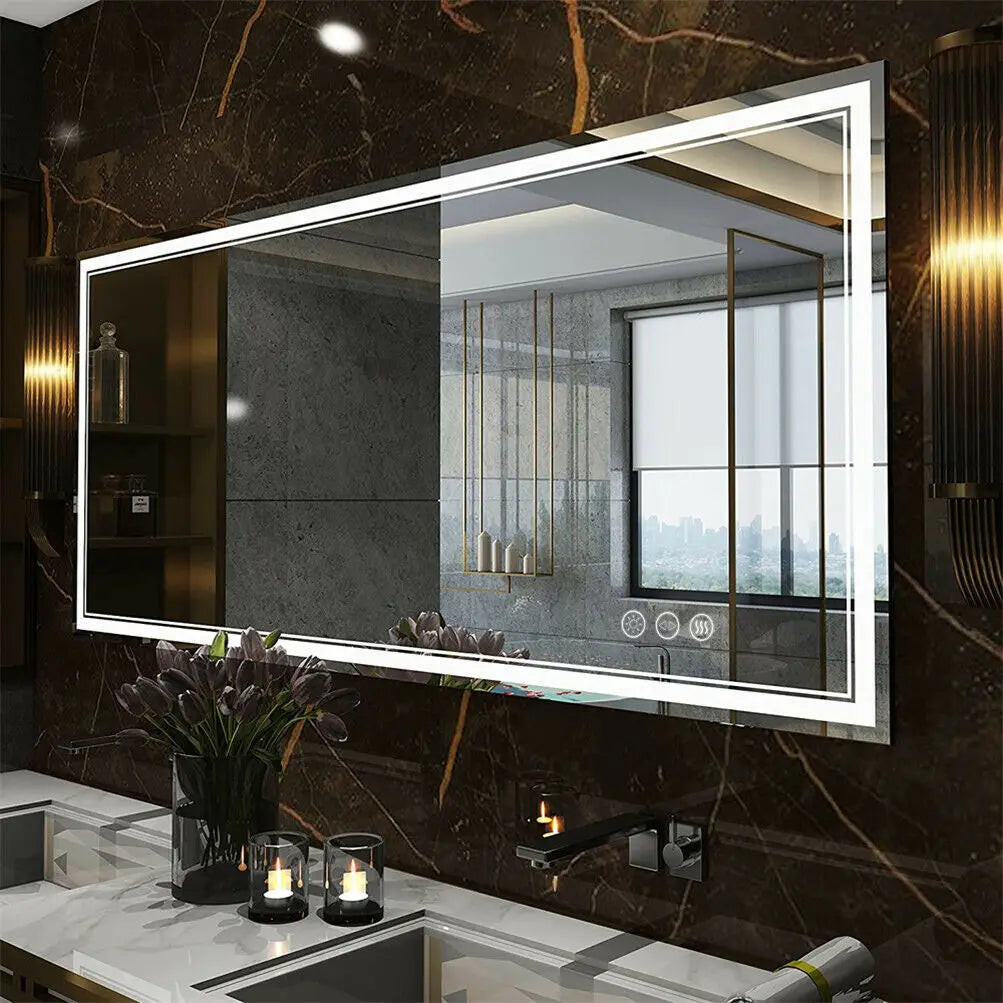 41" Bathroom Lighted LED Mirror Vanity Makeup Anti-Fog Touch Switch Wall Mounted