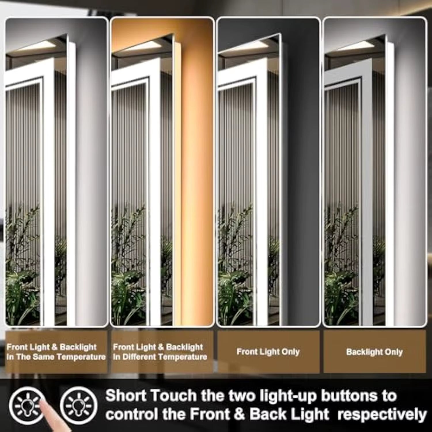 28X36 3 Colors Led Mirror for Bathroom with Front Light and Backlit,Dimmable anti Fog Wall Bathroom Mirror with Led Lights, Wat