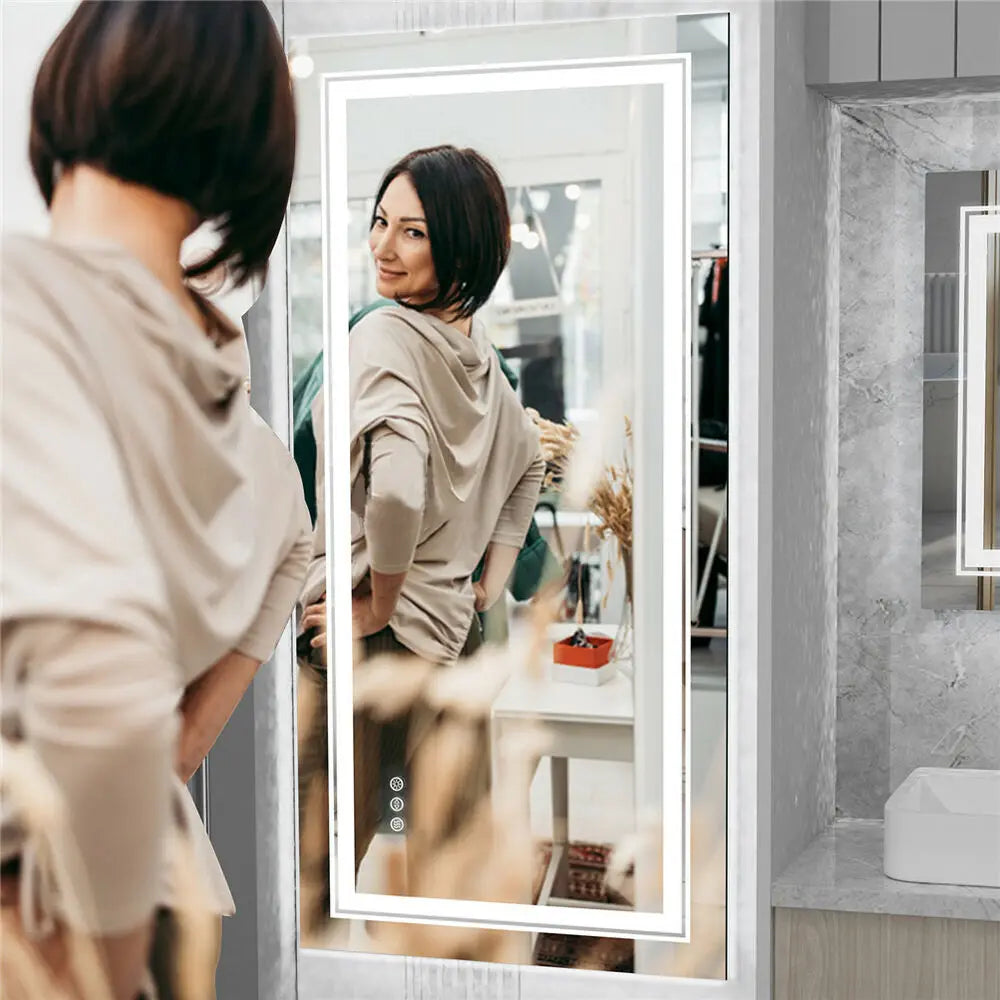 41" Bathroom Lighted LED Mirror Vanity Makeup Anti-Fog Touch Switch Wall Mounted