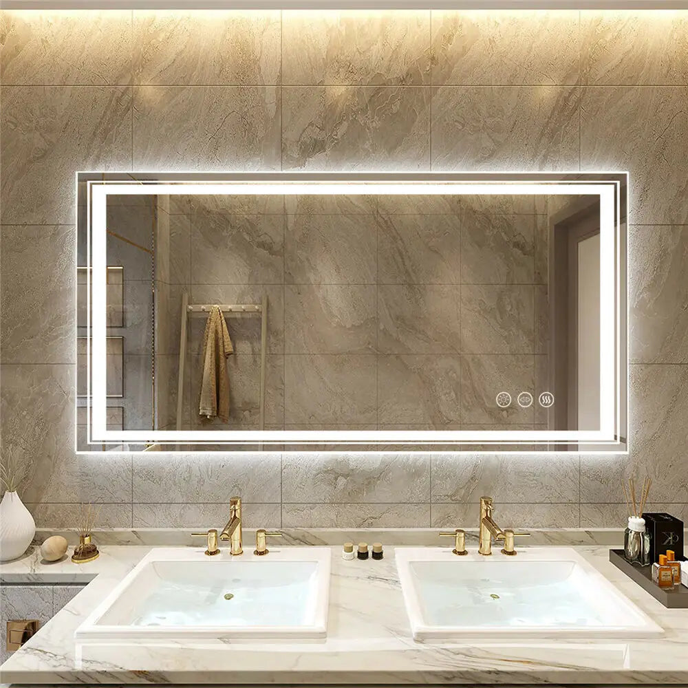 41" Bathroom Lighted LED Mirror Vanity Makeup Anti-Fog Touch Switch Wall Mounted
